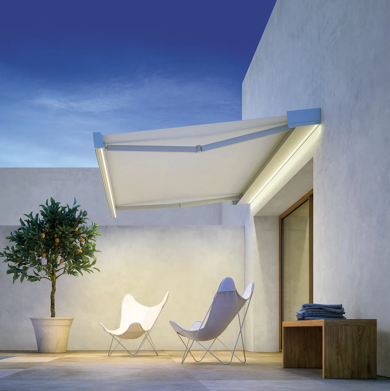 Arm awning shading a villa window