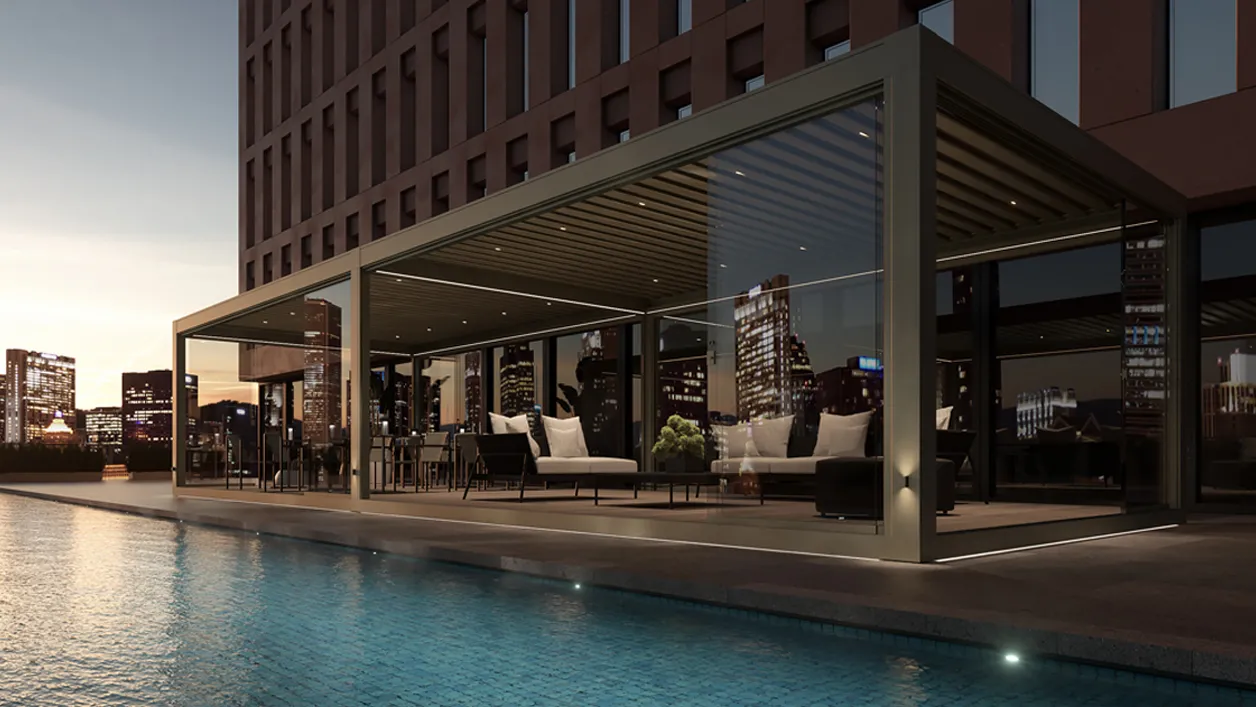 Pergola accessories and lighting details